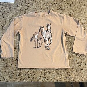 H&M Beige Horse Print Long Sleeve Tee